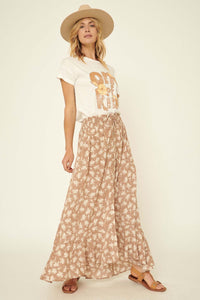 Blown Away Abstract Floral Button-Front Maxi Skirt - ShopPromesa