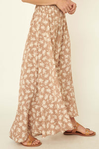 Blown Away Abstract Floral Button-Front Maxi Skirt - ShopPromesa