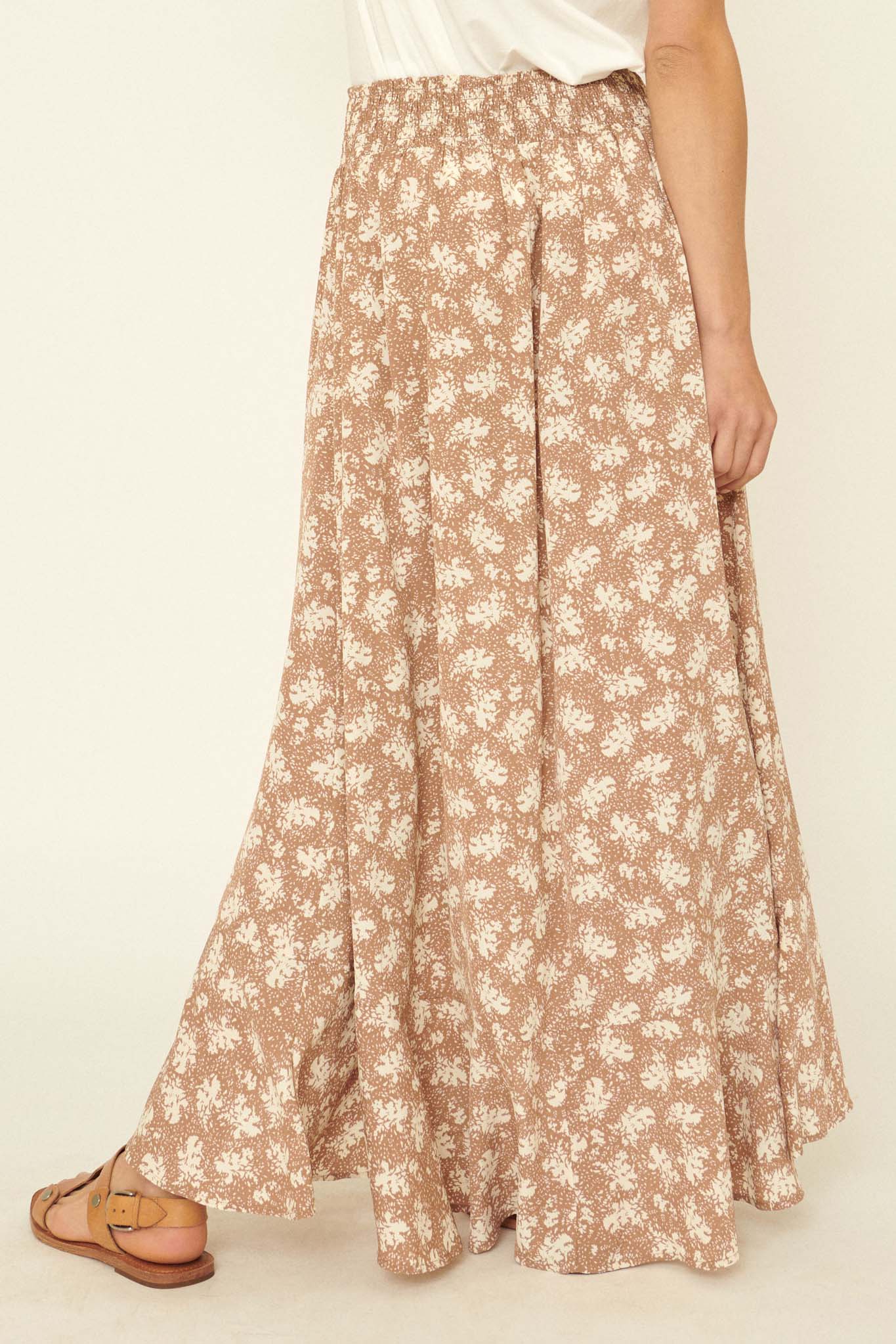 Blown Away Abstract Floral Button-Front Maxi Skirt - ShopPromesa