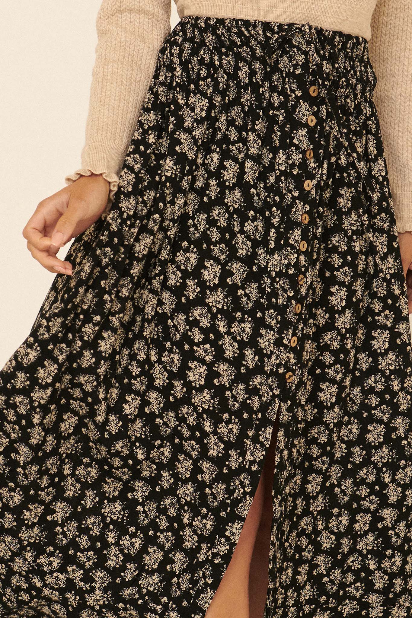 Blissful Blooms Floral Button-Front Maxi Skirt - ShopPromesa