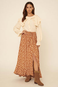 Blissful Blooms Floral Button-Front Maxi Skirt - ShopPromesa