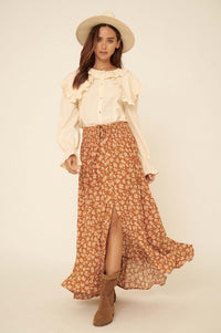 Blissful Blooms Floral Button-Front Maxi Skirt - ShopPromesa