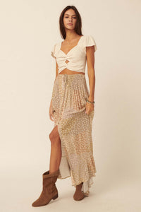 Almost Paradise Floral Patchwork-Print Maxi Skirt - ShopPromesa