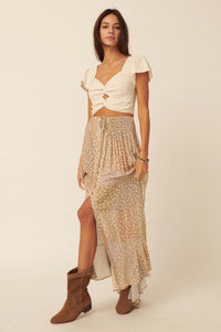 Almost Paradise Floral Patchwork-Print Maxi Skirt - ShopPromesa