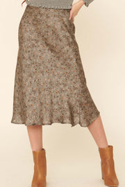 Dancing Blooms Floral Satin Midi Skirt - ShopPromesa