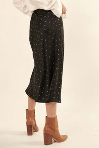 Shine Through Diamond-Print Satin Midi Skirt - ShopPromesa