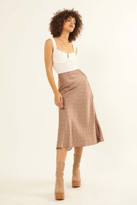 Shine Through Diamond-Print Satin Midi Skirt - ShopPromesa