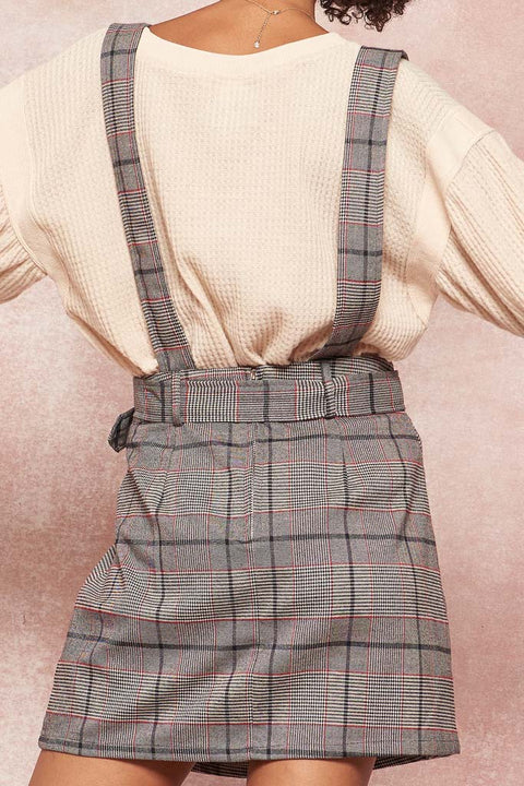 Geek Chic Belted Plaid Suspender Mini Skirt | ShopPromesa