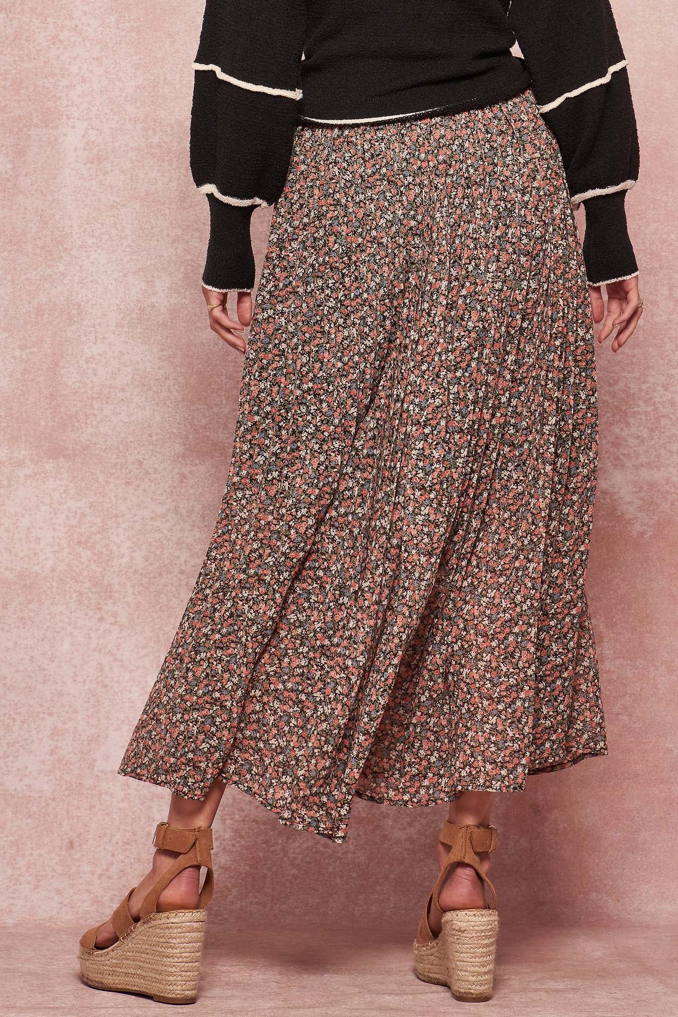 Budding Romance Accordion Pleated Floral Skirt - ShopPromesa