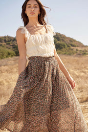 Budding Romance Accordion Pleated Floral Skirt - ShopPromesa