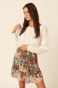 Dream Garden Floral Tiered Ruffle Mini Skirt - ShopPromesa