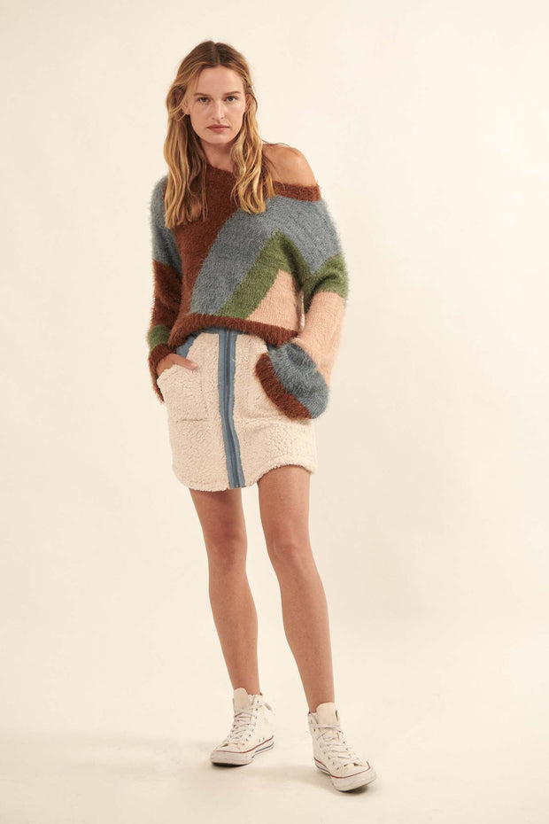Plush Crush Sherpa and Denim Mini Skirt - ShopPromesa