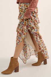 Better Days Ruffled Floral Chiffon Maxi Skirt - ShopPromesa