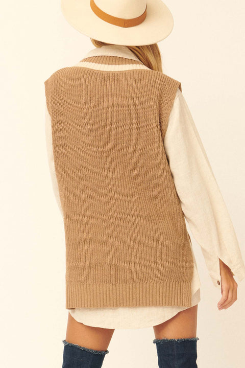 On Holiday Oversize Cable Knit Sweater Vest - ShopPromesa