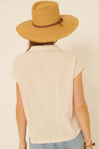 Natural Wonder Linen-Blend Raw-Edge Shirt - ShopPromesa