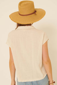 Natural Wonder Linen-Blend Raw-Edge Shirt - ShopPromesa