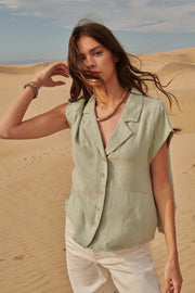 Natural Wonder Linen-Blend Raw-Edge Shirt - ShopPromesa