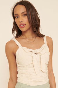 Speak Your Mind Ruched Tie-Front Cami Top - ShopPromesa