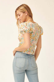 Eden's Beauty Smocked Floral Puff-Sleeve Top - ShopPromesa