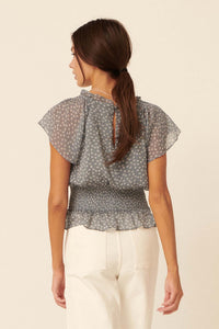 Whispered Love Floral Chiffon Peplum Top - ShopPromesa