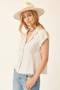 Off the Grid Plaid Raw-Edge Buttoned Shirt - ShopPromesa