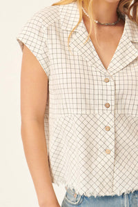 Off the Grid Plaid Raw-Edge Buttoned Shirt - ShopPromesa