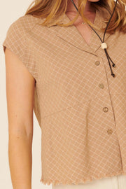 Off the Grid Plaid Raw-Edge Buttoned Shirt - ShopPromesa