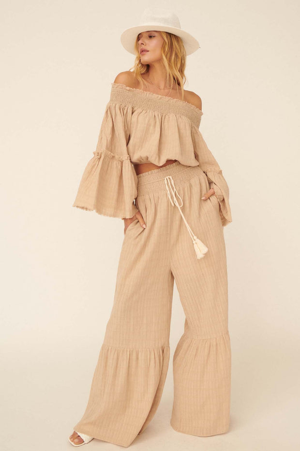 Place in Time Ruffled Off-Shoulder Crop Top - ShopPromesa