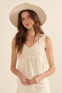 Free at Heart Lace Bodice Babydoll Tank Top - ShopPromesa