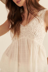 Free at Heart Lace Bodice Babydoll Tank Top - ShopPromesa