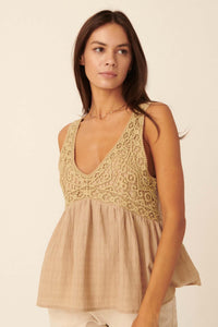 Free at Heart Lace Bodice Babydoll Tank Top - ShopPromesa