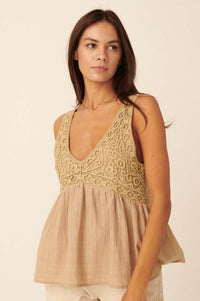 Free at Heart Lace Bodice Babydoll Tank Top - ShopPromesa