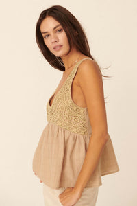 Free at Heart Lace Bodice Babydoll Tank Top - ShopPromesa