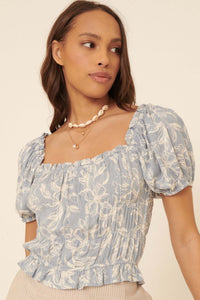 Endless Beauty Floral Puff-Sleeve Peasant Top - ShopPromesa