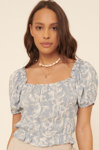 Endless Beauty Floral Puff-Sleeve Peasant Top - ShopPromesa