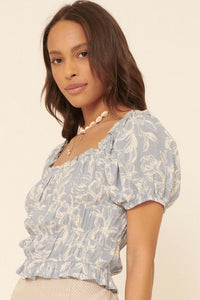 Endless Beauty Floral Puff-Sleeve Peasant Top - ShopPromesa