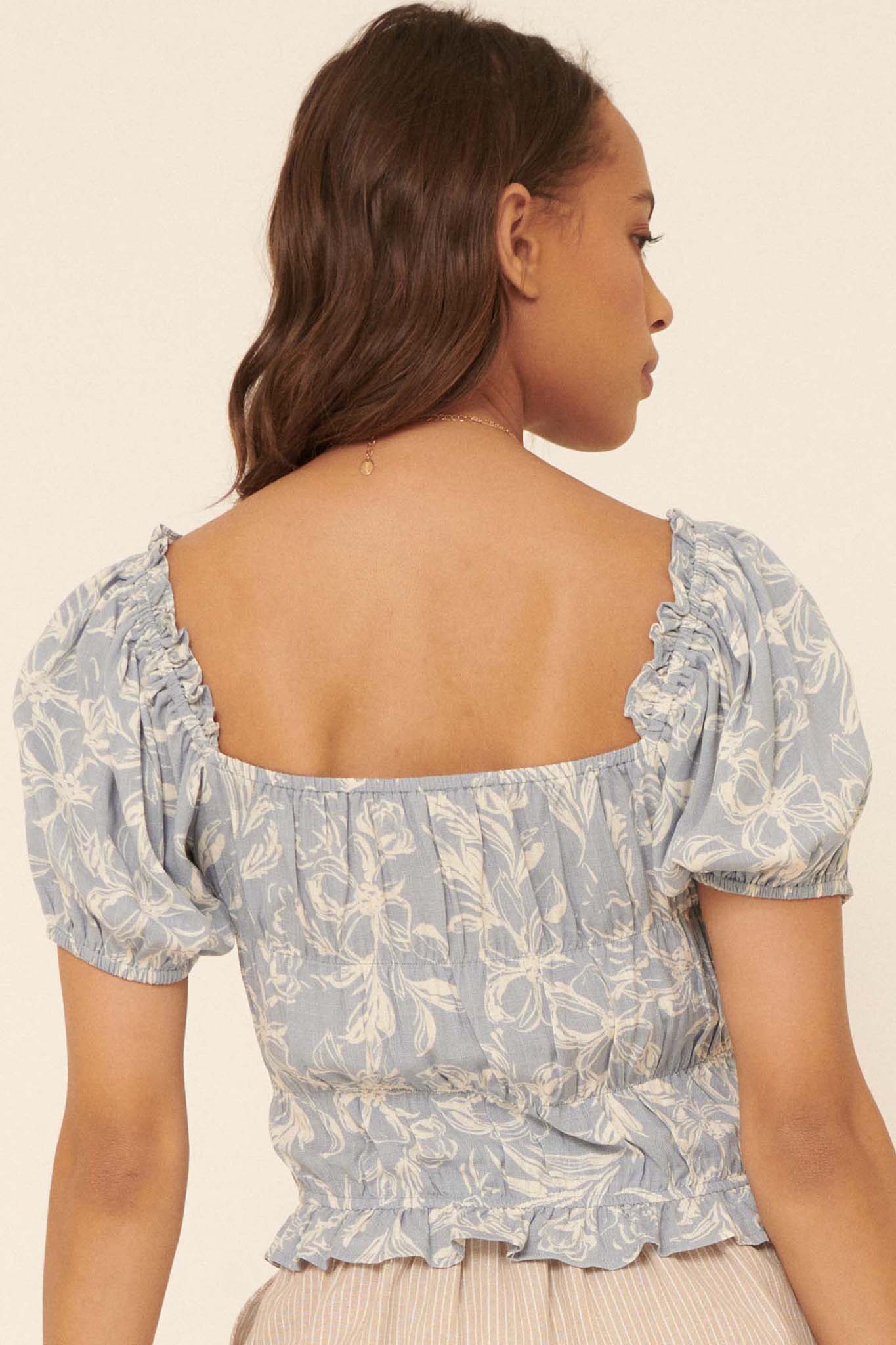 Endless Beauty Floral Puff-Sleeve Peasant Top - ShopPromesa