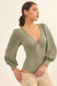 Refined Beauty Smocked Bishop-Sleeve Bodysuit - ShopPromesa