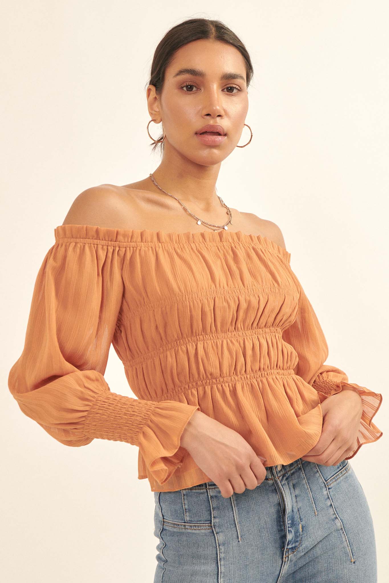 Love Story Off-Shoulder Peplum Peasant Top - ShopPromesa