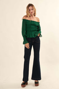 Love Story Off-Shoulder Peplum Peasant Top - ShopPromesa