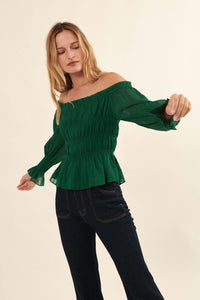 Love Story Off-Shoulder Peplum Peasant Top - ShopPromesa