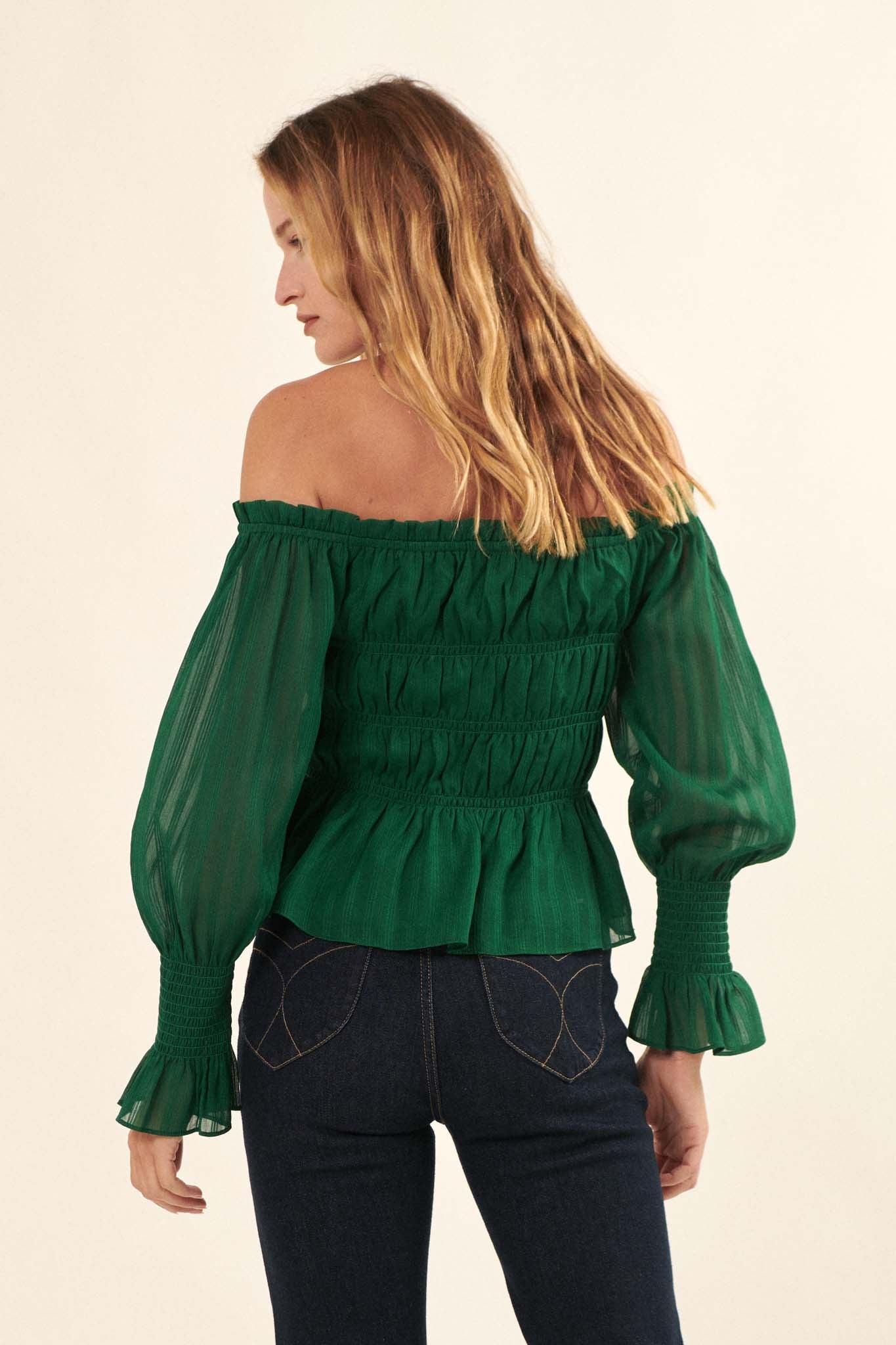 Love Story Off-Shoulder Peplum Peasant Top - ShopPromesa