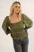 Gather Together Smocked Matte Satin Peasant Top - ShopPromesa