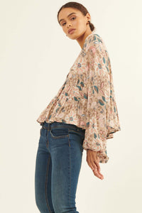 Flashy Flowers Floral Babydoll Peasant Top - ShopPromesa