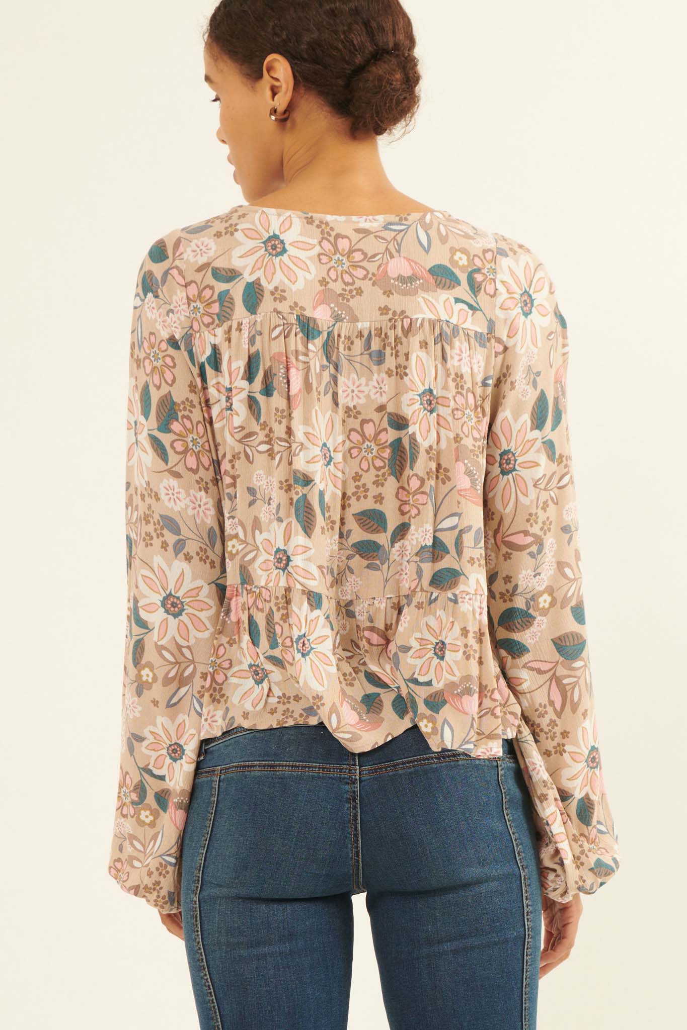 Flashy Flowers Floral Babydoll Peasant Top - ShopPromesa