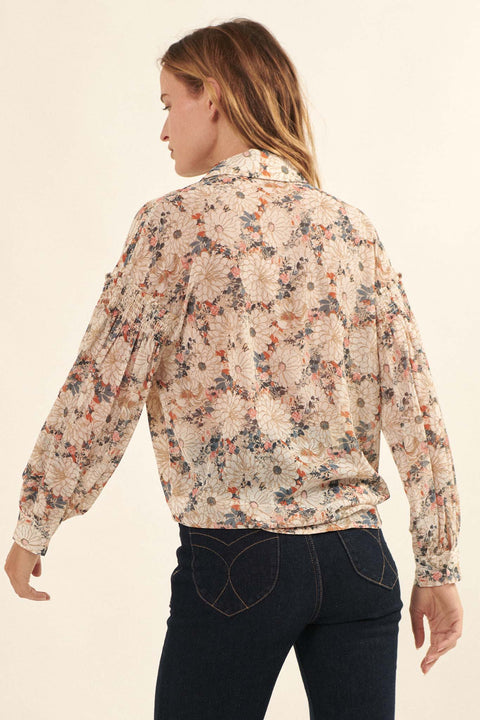 Embrace Me Smocked Floral Button-Front Shirt - ShopPromesa