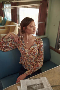 Days Go By Floral Chiffon Peasant Top - ShopPromesa