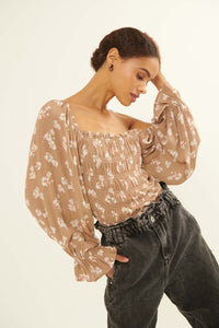 Peaceful Petals Smocked Floral Peasant Top - ShopPromesa