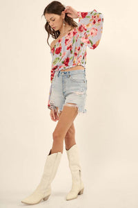 Lush Life Floral Off-Shoulder Bell-Sleeve Top - ShopPromesa