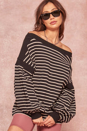 Believe the Stripe Bishop-Sleeve Sweatshirt - ShopPromesa